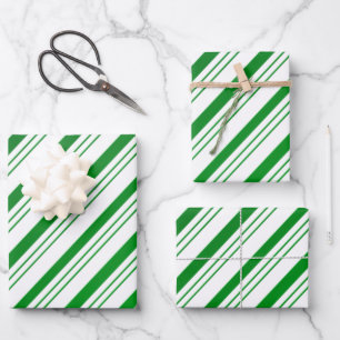Feuille De Papier Cadeau Sucre de canne vert rayé