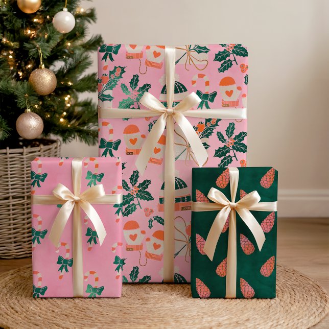 Feuille De Papier Cadeau Sucres de canne roses et nature confortables (Créateur téléchargé)