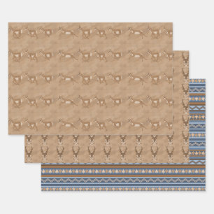 Feuille De Papier Cadeau Sud-ouest Pronghorn Antelopes Motif géométrique