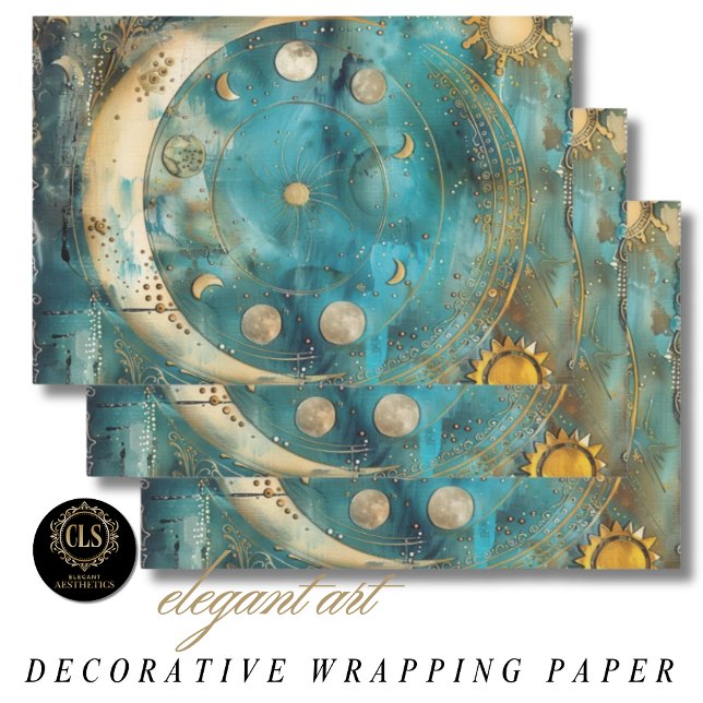 Feuille De Papier Cadeau Sun and Moon Celestial Art  (Wrapping Paper – Magical Celestial Design)