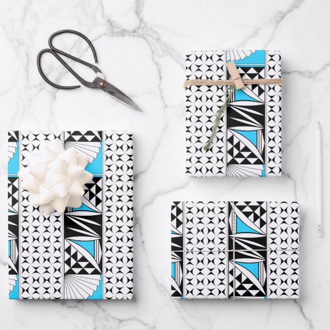 Feuille De Papier Cadeau Sunrise Sud-Ouest en Turquoise (Recto)