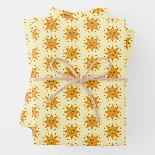 Feuille De Papier Cadeau Suns Étincelants Cute Charming Motif Cadeau (En situation)