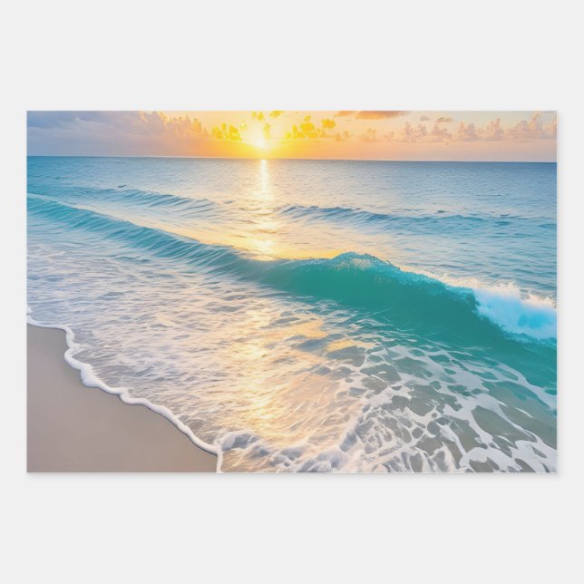 Feuille De Papier Cadeau Sunset plage (Devant)
