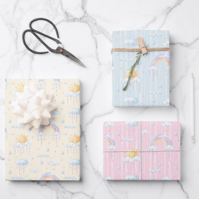 Feuille De Papier Cadeau Sunshine and Rainbows  (Recto)