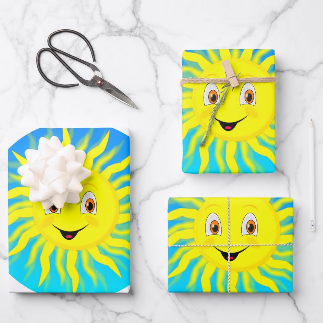 Feuille De Papier Cadeau Sunshine Happy Face (Recto)