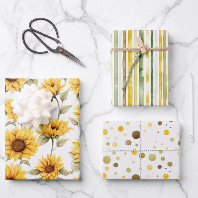 Feuille De Papier Cadeau Sunshine Yellow Sunflowers Wrapping Paper Sheets (Recto)