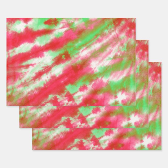Feuille De Papier Cadeau Super Aquarelle Tie Dye Boho Noël (Lot)