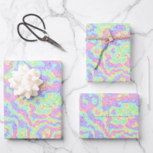 Feuille De Papier Cadeau Super Boho Hippie Bright Pastel Marbre arc-en-ciel