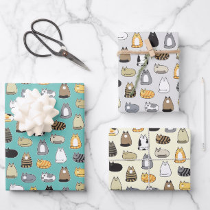 Feuille De Papier Cadeau Super Cute Cat Motif, choisissez vos couleurs