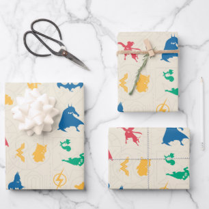 Feuille De Papier Cadeau Super Pets & Justice League Motif Silhouette