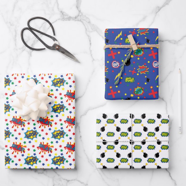 Feuille De Papier Cadeau Superhero Motif (Recto)