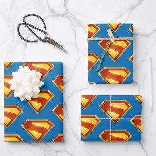 Feuille De Papier Cadeau Superman Golden S Shield brillance