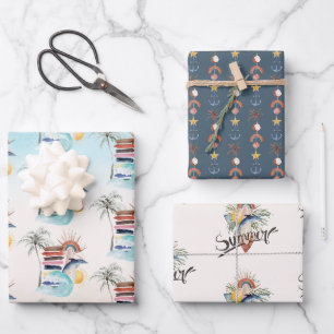 Feuille De Papier Cadeau Surf   Retro Summer Beach