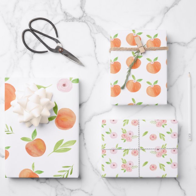 Feuille De Papier Cadeau Sweet As A Peach Anniversaire (Recto)