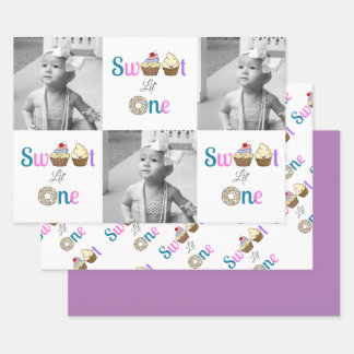 Feuille De Papier Cadeau Sweet Little One Cupcake et Donut Premier annivers