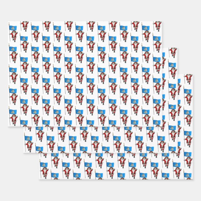 Feuille De Papier Cadeau Sweet Santa Claus visite le Connecticut (Lot)