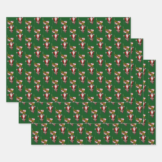 Feuille De Papier Cadeau Sweet Santa Claus visite le Maryland (Lot)
