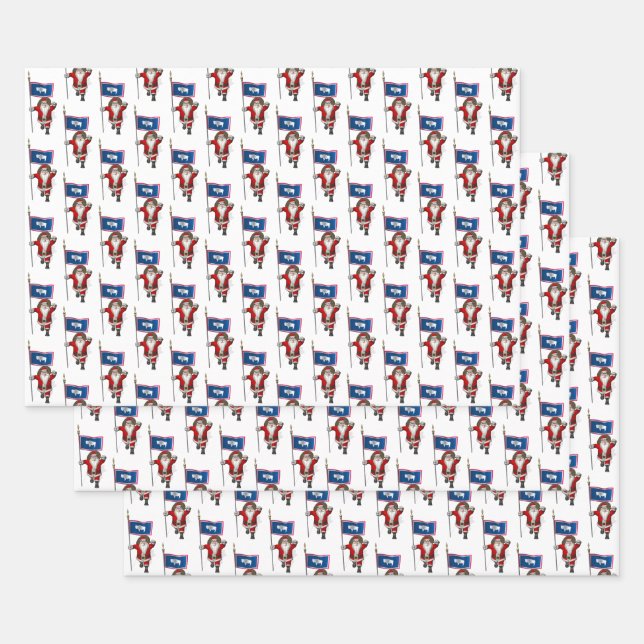 Feuille De Papier Cadeau Sweet Santa Claus visite le Wyoming (Lot)