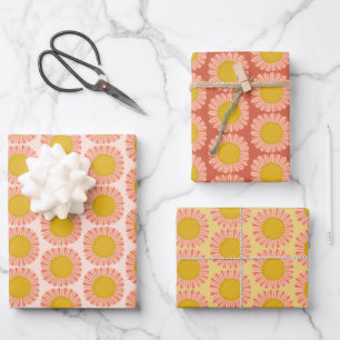 Feuille De Papier Cadeau Sweet Sunflower Daisy Retro Moderne Motif Floral