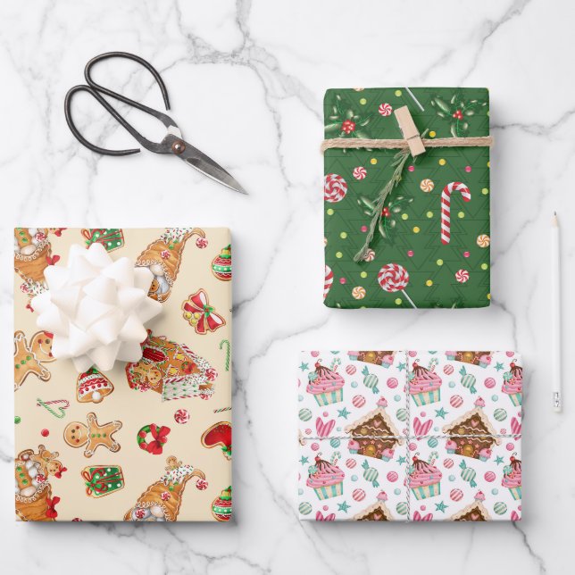 Feuille De Papier Cadeau Sweets de Noël (Recto)