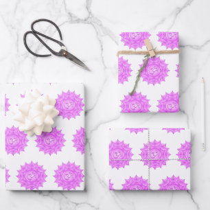 Feuille De Papier Cadeau Symbole de l'Om de Lotus en verre rose Dessin