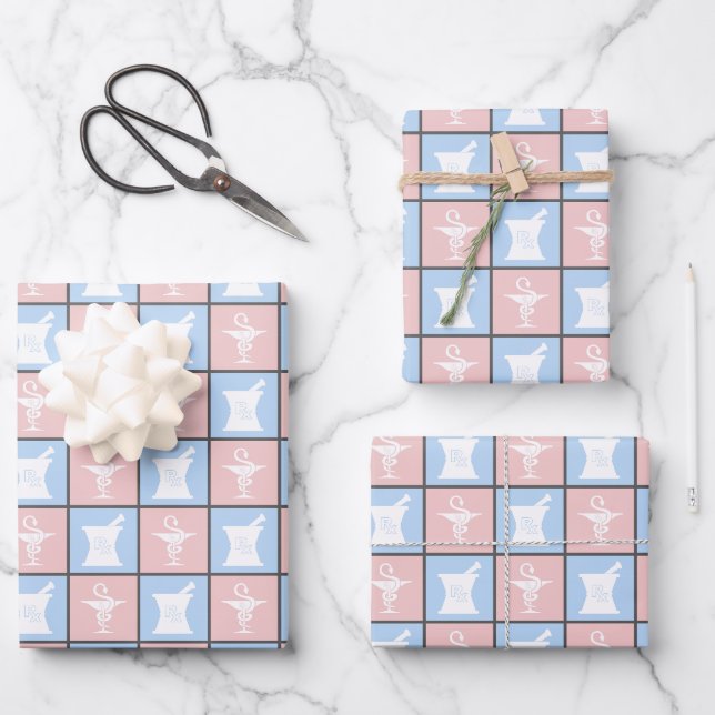 Feuille De Papier Cadeau Symbole de pharmacie | Pharmacy Pharmacy Motif (Recto)