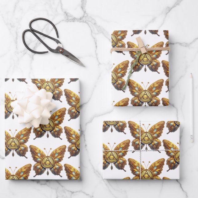 Feuille De Papier Cadeau Symbole Sober Butterfly Unity Service Recovery (Recto)