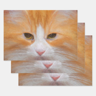 Feuille De Papier Cadeau Tabby Chat Orange Blanc Cute Fluffy Belle
