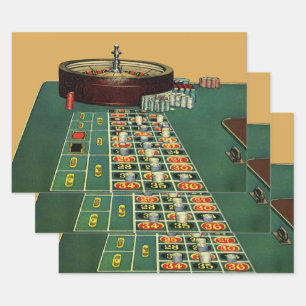 Feuille De Papier Cadeau Table de roulette de casino de jeu vintage, jetons