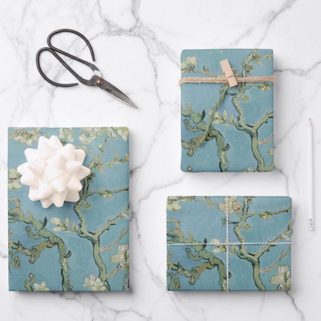 Feuille De Papier Cadeau Tableau des fleurs d'amandes de Van Gogh (Recto)