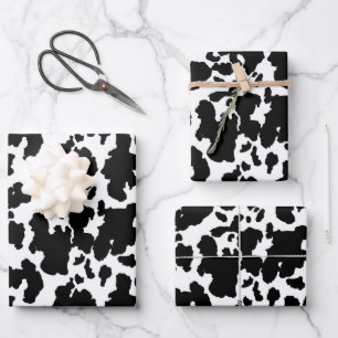 Feuille De Papier Cadeau taches de vache mignonnes Pays motif fête