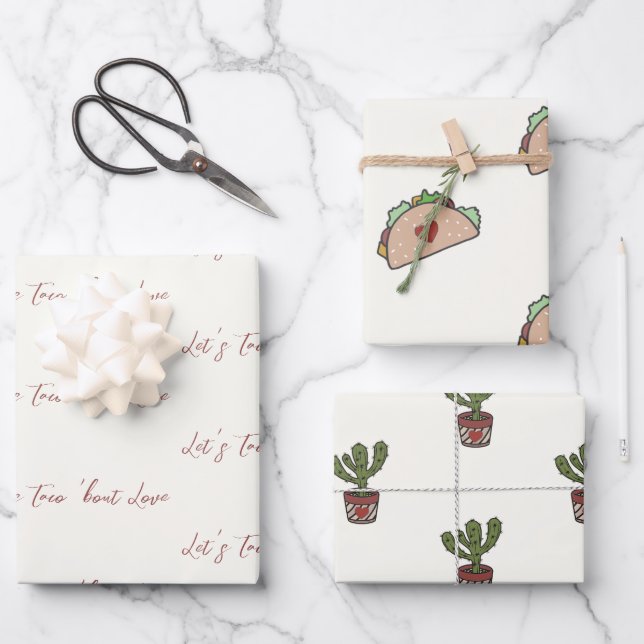 Feuille De Papier Cadeau Taco à propos de l'amour Fiesta Cactus (Recto)