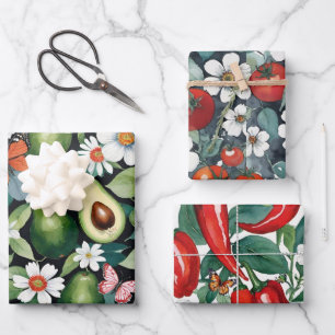 Feuille De Papier Cadeau Taco Pack Salsa Mix Avocados Tomates Poivrons