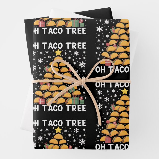 Feuille De Papier Cadeau Tacos sapin de Noël Funny Xmas Foodie mexicaine (En situation)