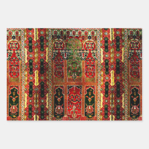 Feuille De Papier Cadeau Tapis oriental en rouge et vert