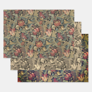 Feuille De Papier Cadeau Tapisserie florale riche Brocade Antique Classique