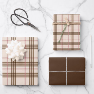 Feuille De Papier Cadeau Tartan Brown Tartan Rustique