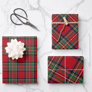 Feuille De Papier Cadeau Tartan Clan Stewart Plaid Black Red Family Rustiqu
