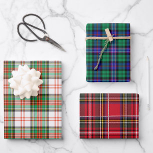 Feuille De Papier Cadeau Tartan Plaid écossais de Noël Assorti