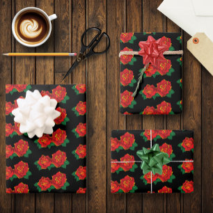 Feuille De Papier Cadeau Tatouage aux roses rouges