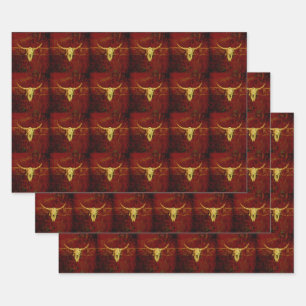 Feuille De Papier Cadeau Taureau Brown Pays de l'Ouest Motif rustique