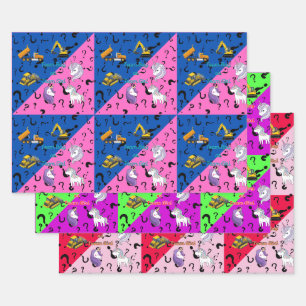Feuille De Papier Cadeau Team Boy vs Team Girl Équipement Lourd vs Unicorns
