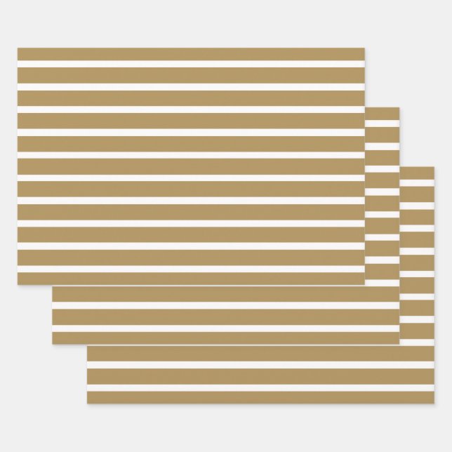 Feuille De Papier Cadeau Teck rayures neutres (Lot)