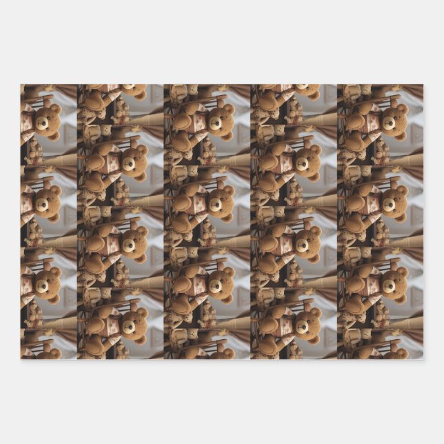 Feuille De Papier Cadeau Ted. E. Ours (Devant)