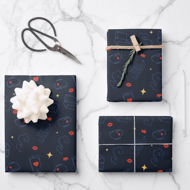 Feuille De Papier Cadeau Ted Lasso | Tea et biscuit Icon Toss Motif (Recto)