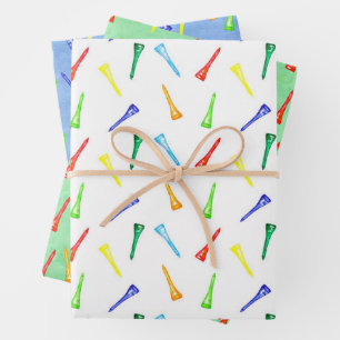 Feuille De Papier Cadeau Tées de golf sport de golf coloré vert bleu