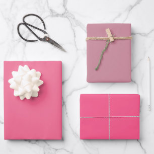 Feuille De Papier Cadeau Teintes de 3 tons Rose framboise Brun-rouge Clair