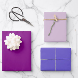Feuille De Papier Cadeau Teintes de Chardon Uni Gris Violet 3 Tons