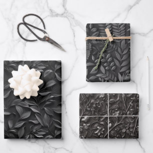 Feuille De Papier Cadeau Teintes noires embossées