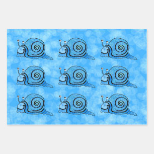 Feuille De Papier Cadeau Teinture à tarte bleue souriante Look Escargots De